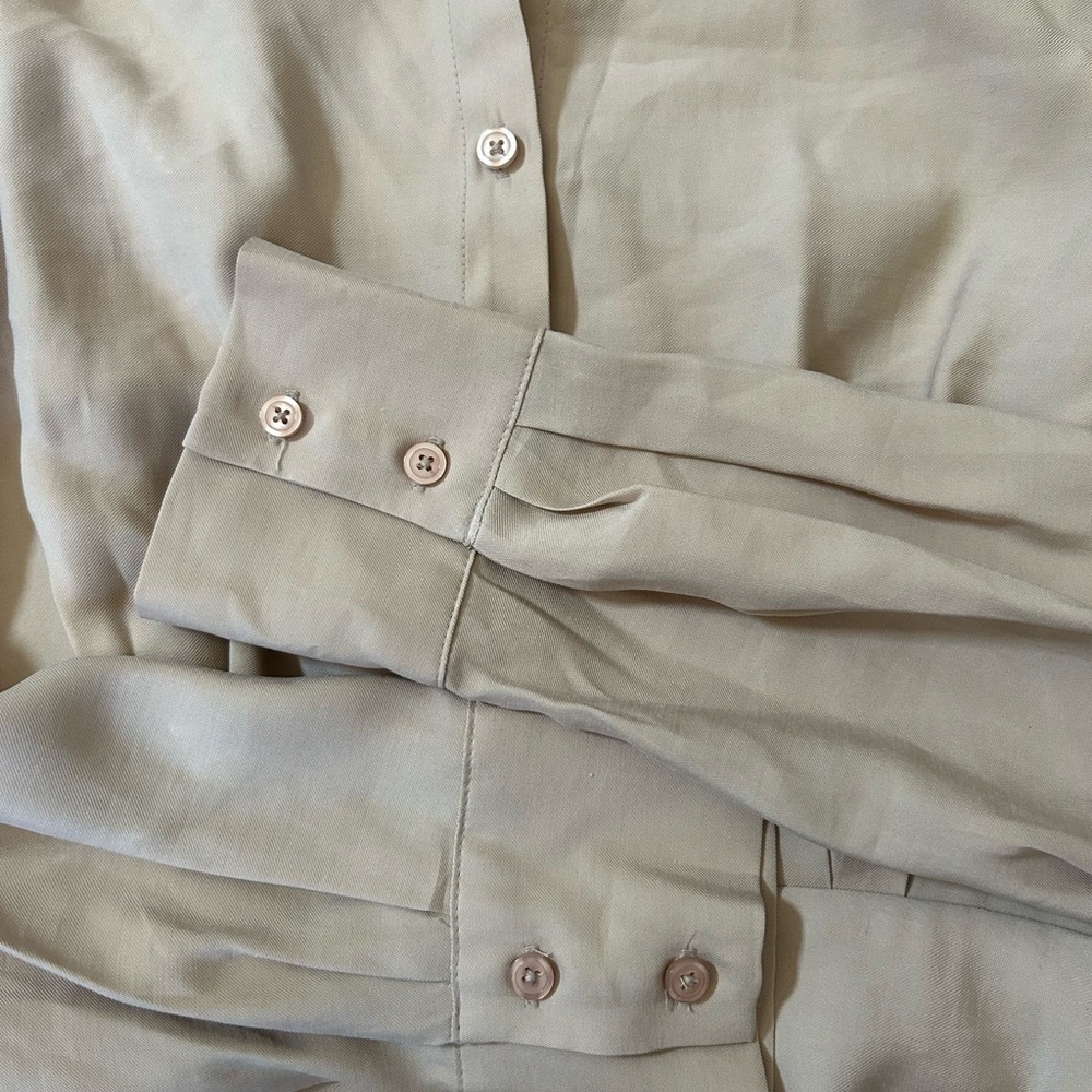 Korean Brand Tan Button-Up Long Sleeve Dress - Picture 6 of 8